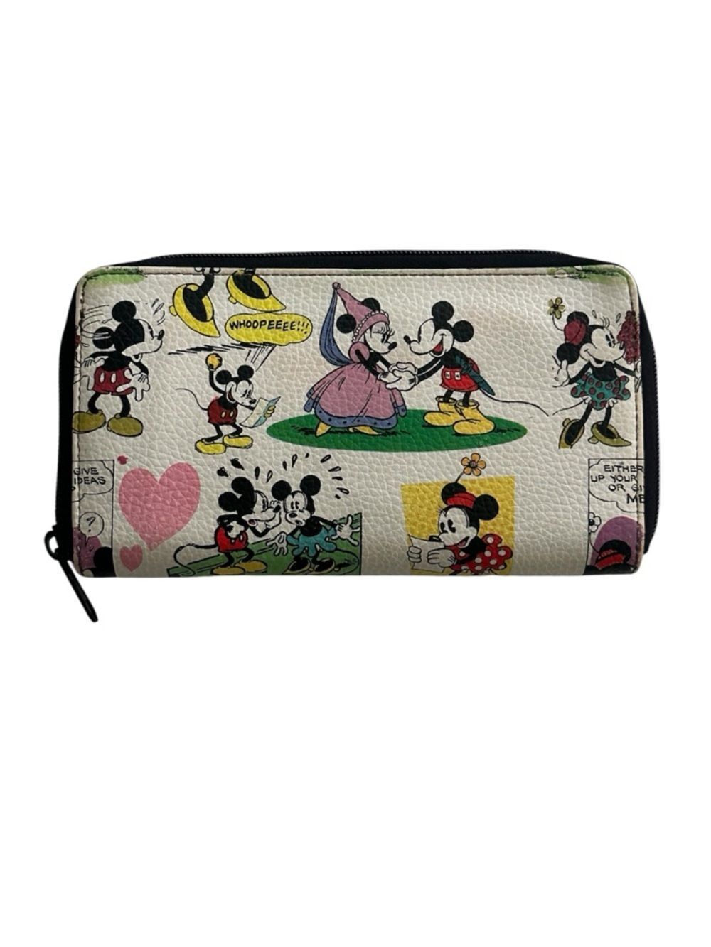 Disney Parks Mickey & Minnie Comic Print Zip Around Wallet Clutch
